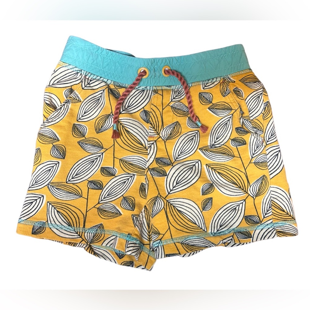 Matilda Jane Yellow Turquoise Blue Leaf It Be Boys Shorts, size 4